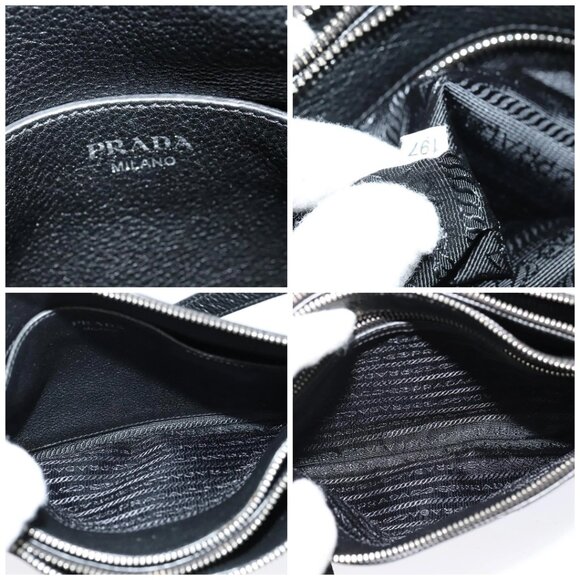 PRADA Shoulder Bag Leather Black Silver Auth 138225 - Picture 15 of 16